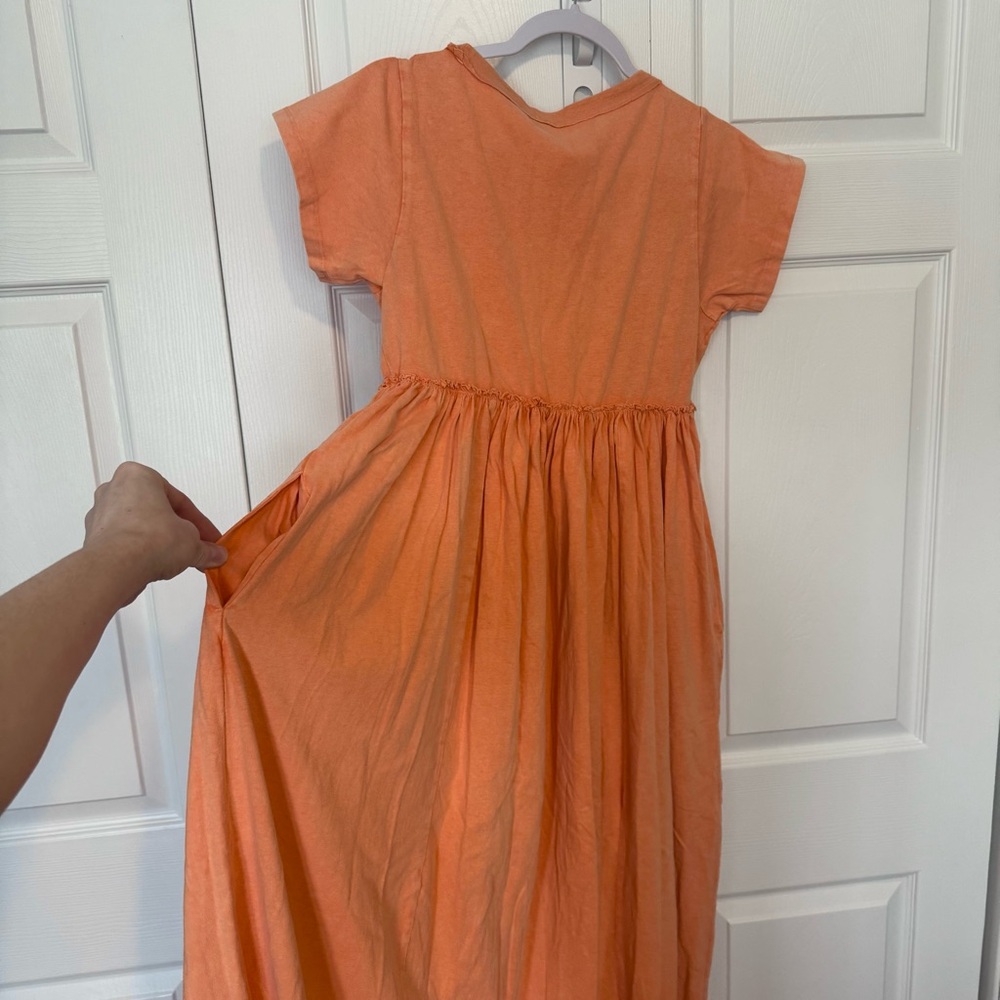 NWT FREE PEOPLE Sz S CARISSA TEE DRESS MAXI TEE SHIRT DRESS IN 🍑 PEACH - Picture 7 of 11
